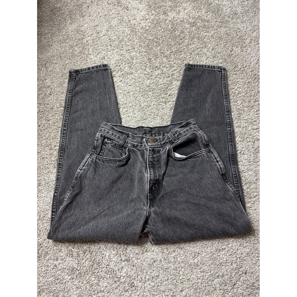 Vintage Chic High Waisted Tapered Leg Jeans Gray Acid Wash Made in USA 24 Waist